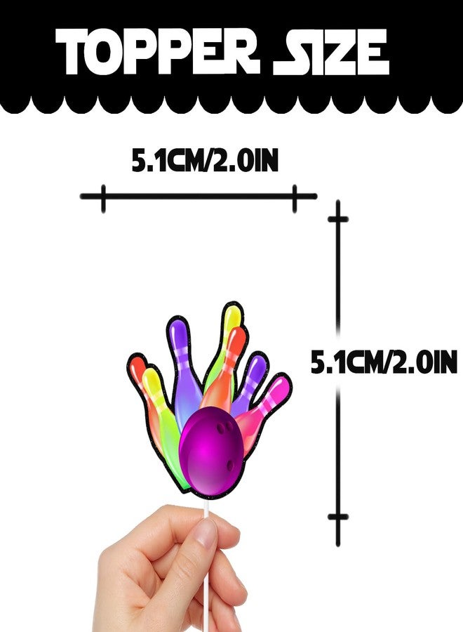 LETLIMIT 18pcs Colorful Glitter Bowling Ball Dessert Cupcake Topper Bowling Sport Theme Decor Supplies Boys Girls Happy Birthday Party Decorations - Image 2